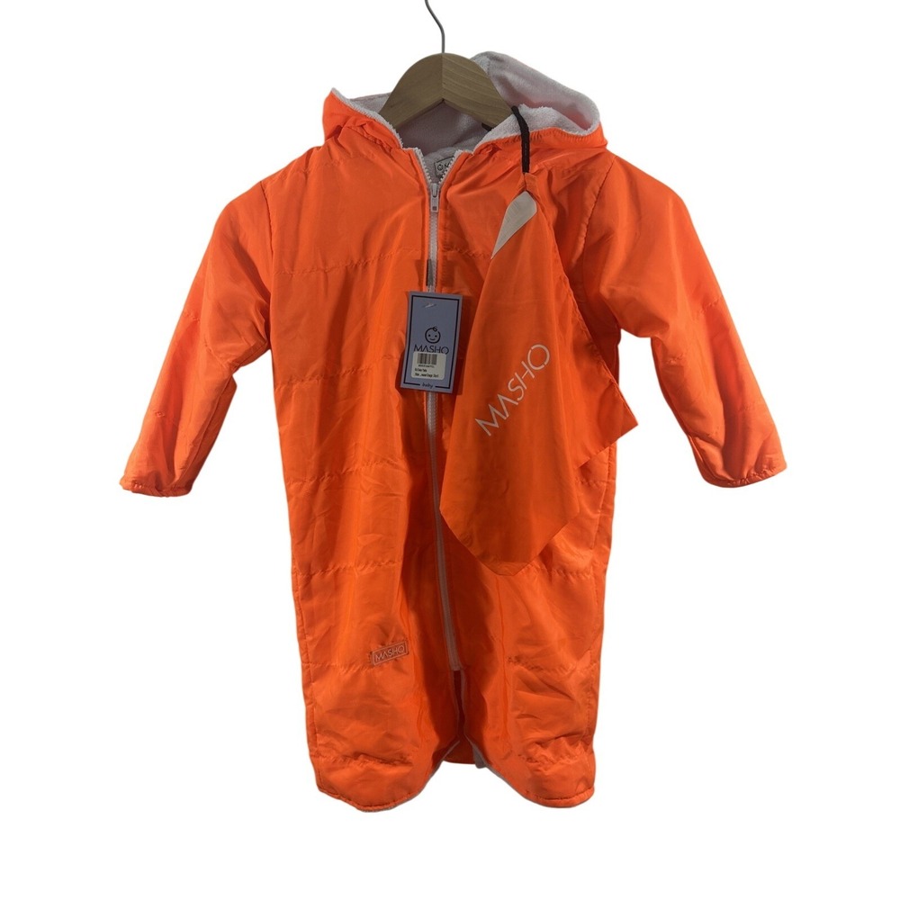 Masho Child 6 Kid Swim Orange Parka Robe with Bag Spiked Hood New Tags